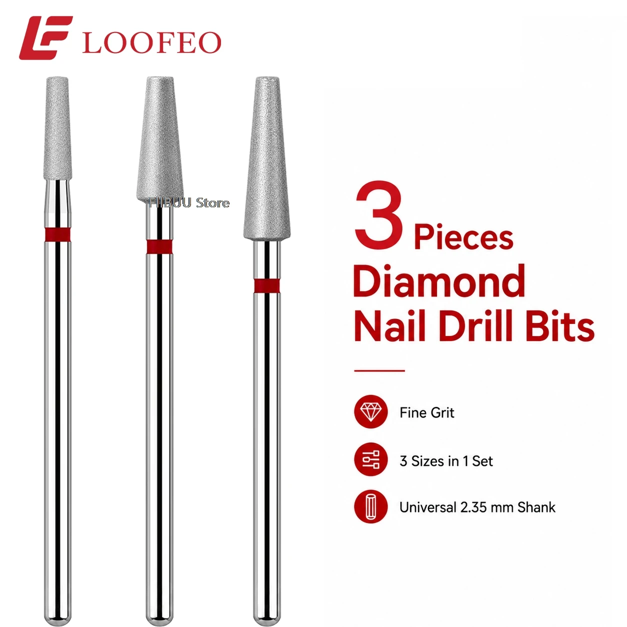 3pcs Diamond Nail Drill Bit Set Fine Milling Cutter for Manicure Pedicure E-File Bits Cuticle Burrs Cleaning Nail Prep Refining