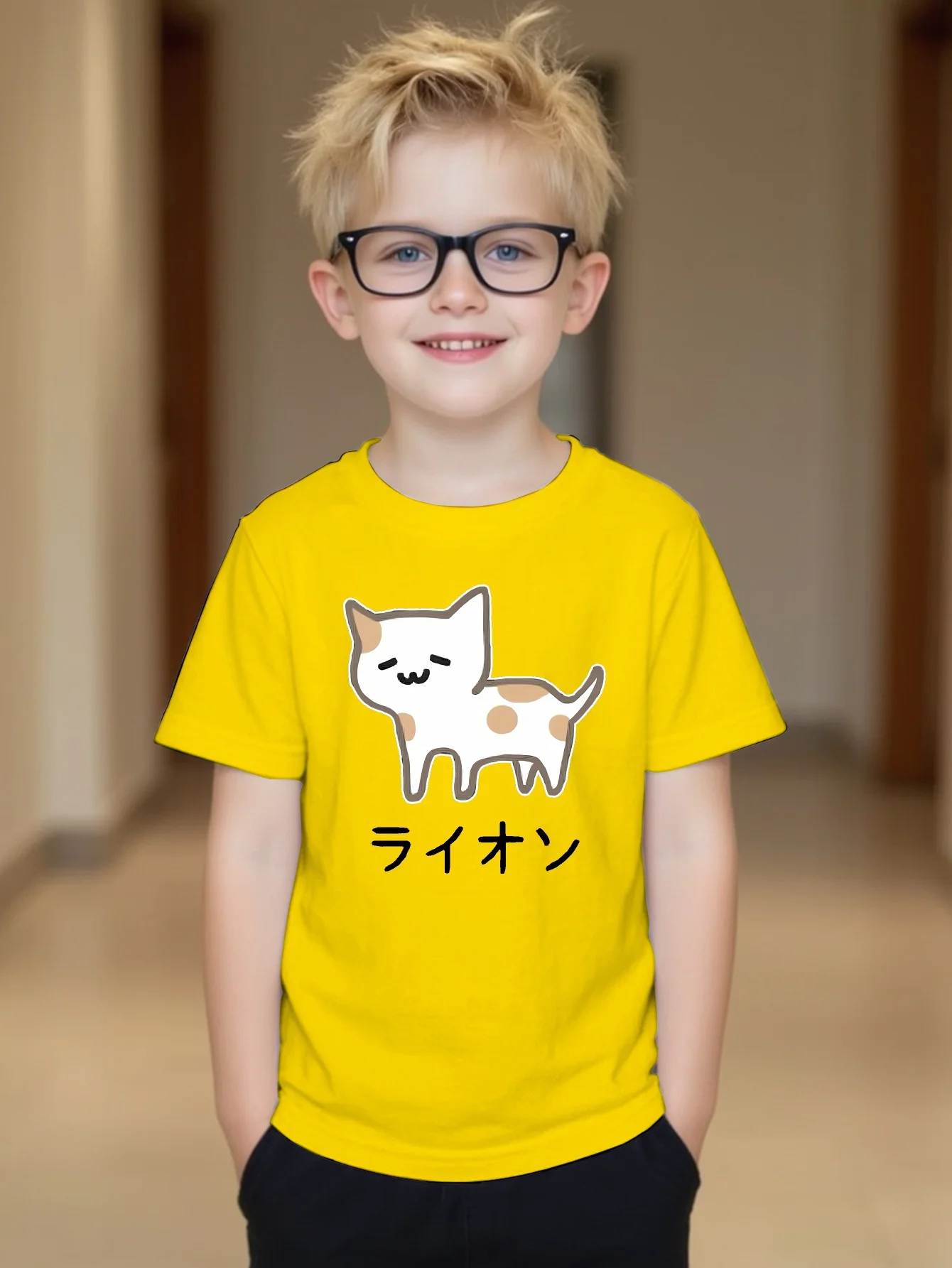 Kawaii Spotted Cat Kids Tee Japanese Cartoon Print Boys Girls Family Matching Cotton Summer Short Sleeve Basic Children Tshirt