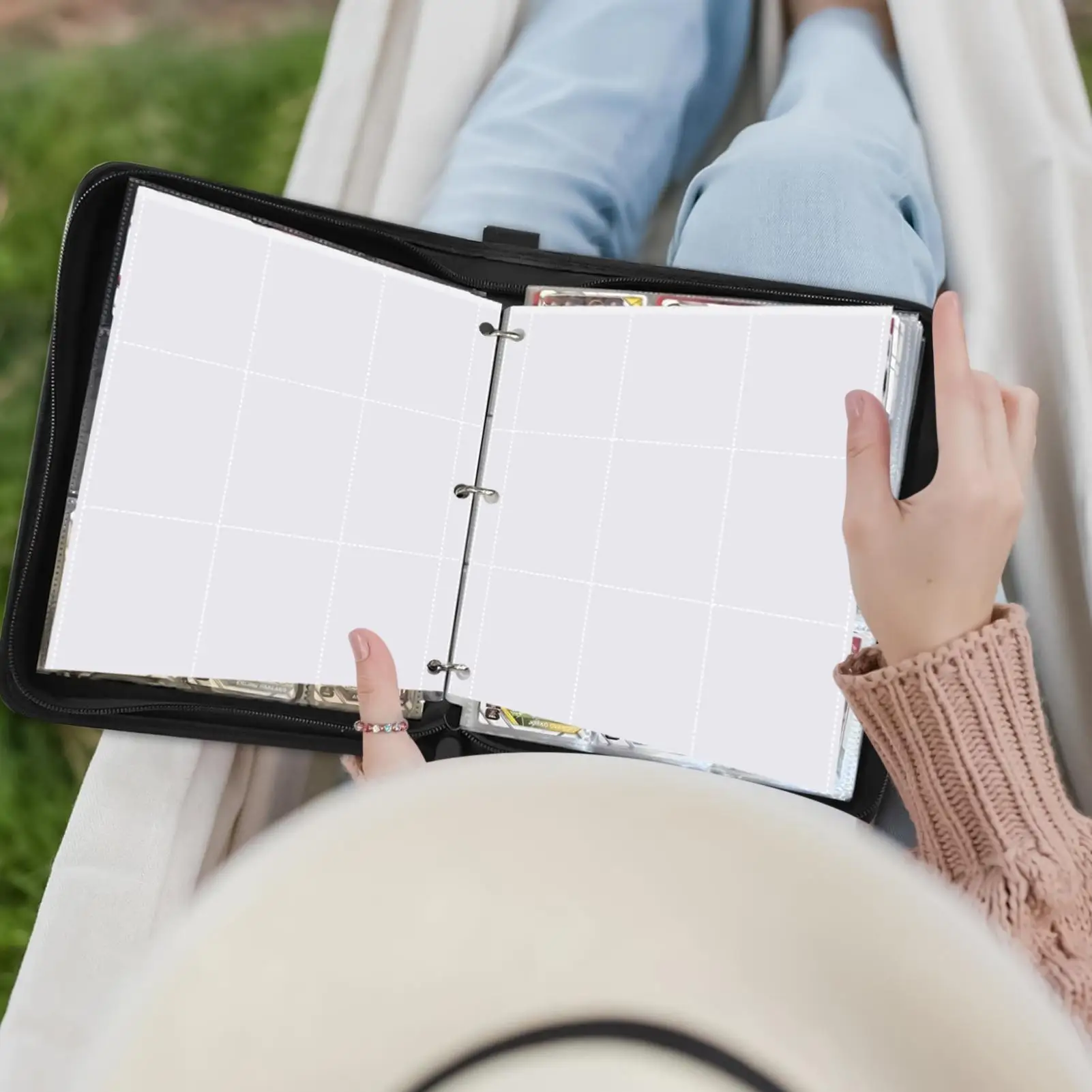 Mangas para fichário de cartão comercial com 900 bolsos com zíper, mangas dupla face, porta-cartões, estojo de armazenamento de cartão para exibição de jogos