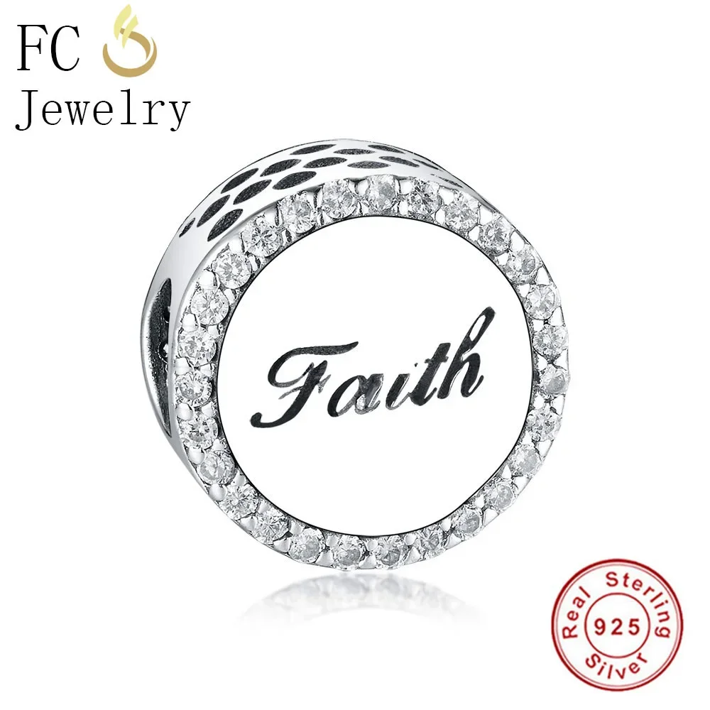 

FC Jewelry Fit Original Pan Charms Bracelet 925 Sterling Silver Cross Faith Clear Zircon Bead For Making Berloque 2018 Gift