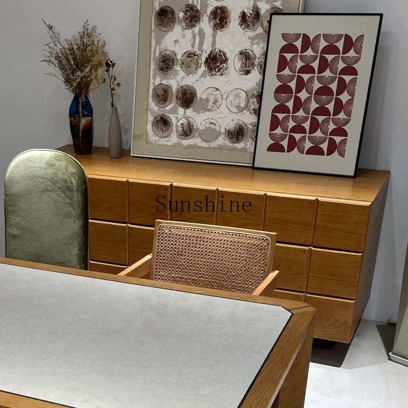 

Medieval six-bucket bedroom side cabinet dresser solid wood retro cabinet living room entrance FT