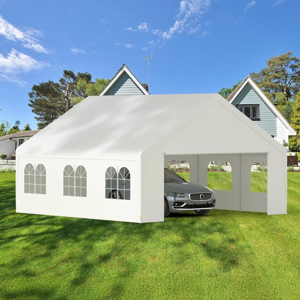 

20x20 Party Tent,Heavy Duty Canopy Waterproof Outdoor Storage Shelter Portable Garage w/Removable Sidewall Windows Canopy Tent