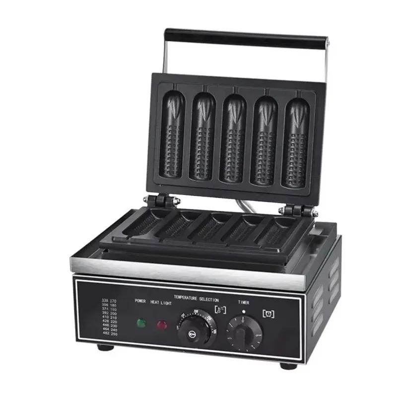 

Commercial Lolly Corn Shaped Waffle Maker 0-300 Degree Non-Stick Waffle Stick-shaped 220v Maker With 5pcs Removeable Tray