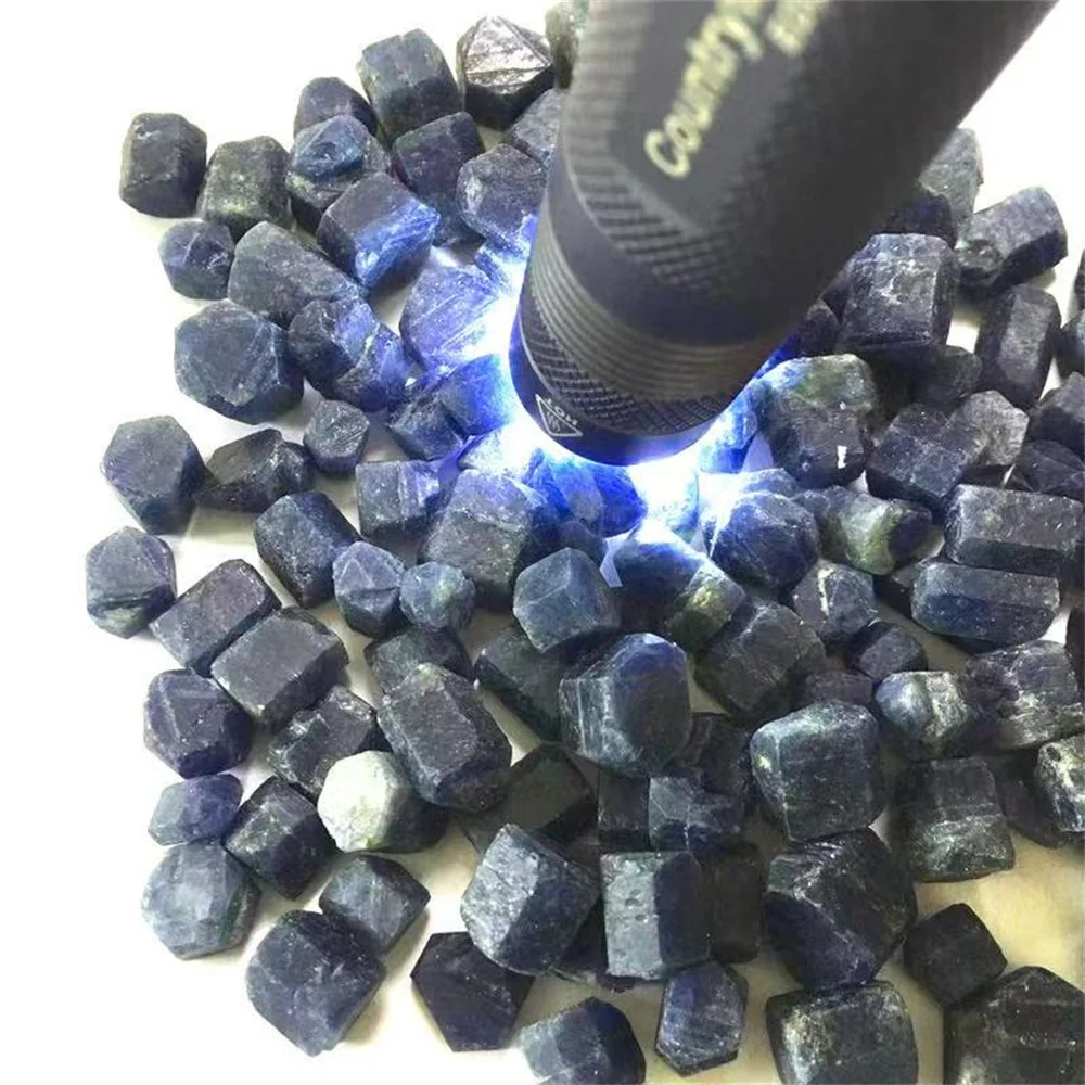 كريستال طبيعي نادر الياقوت الخام الأزرق اكسيد الالمونيوم بلورات معدنية عينة أحجار استشفاء الأحجار الكريمة السائبة #2