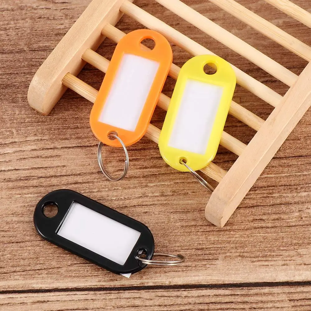 10Pcs Useful Durable Hot Random Color Key Ring with Split Ring Plastic Baggage Tags Key Chain Blanks Luggage Tag Key ID Label