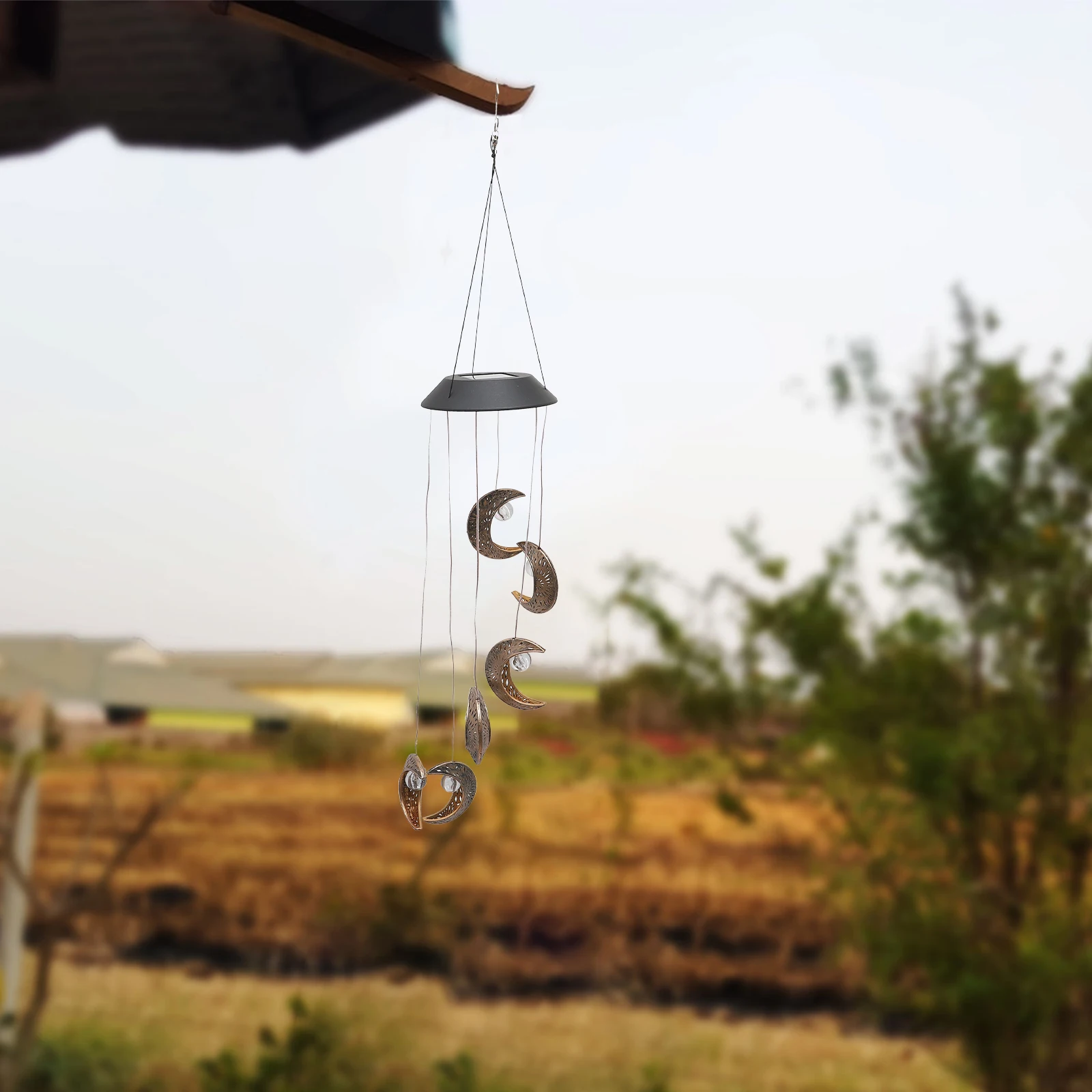 

Wind Lamp Moon Shaped Outdoor Garden Hanging Light Automatic Solar Solar Power Lamp Powered L Decoration