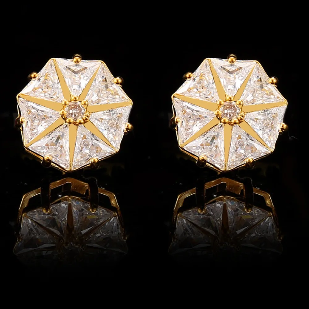 

Fashionable Men's Cufflinks Suit Shirts Sleeve Studs Rhinestones Hexagonal Temperament Sleeve Studs Decorative Accessories