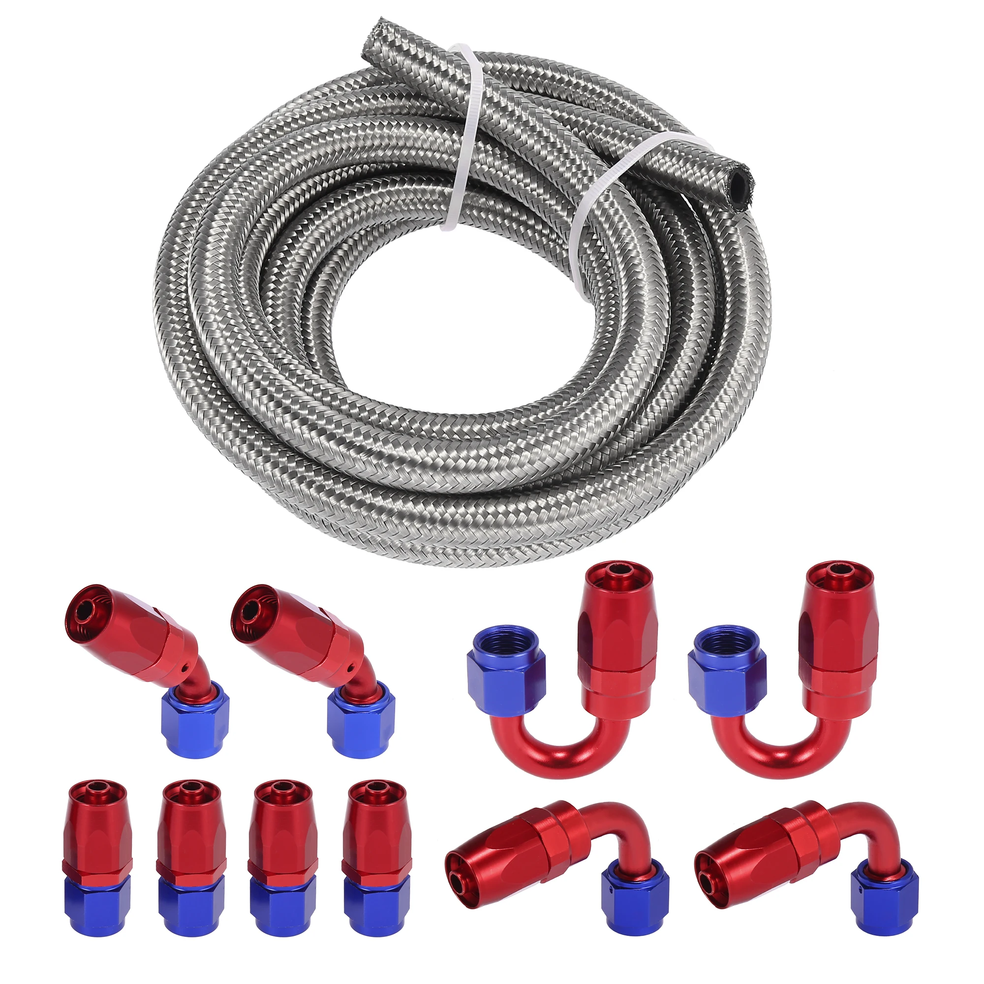 UXCELL 100cm 120cm 140cm 160cm 300cm Car Nylon Braided Fuel Line Kit with AN6/AN8/AN10 Swivel End Fitting for CPE Oil Gas Hose