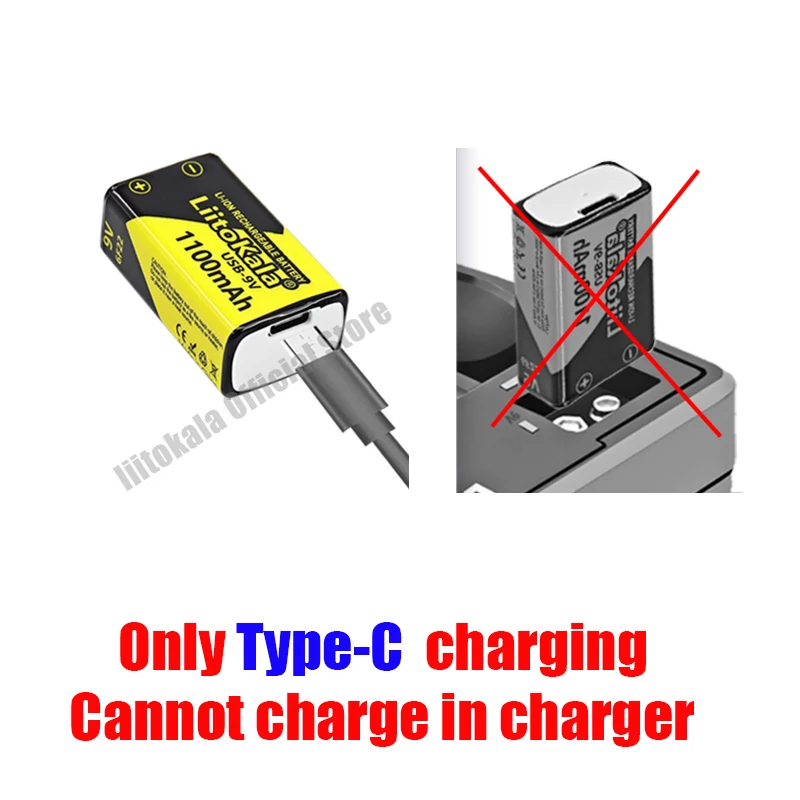 1-20PCS LiitoKala USB-9V 1100mAh li-ion Rechargeable Battery Type-C USB 6F22 9V Battery for RC Helicopter Model Microphone Toy