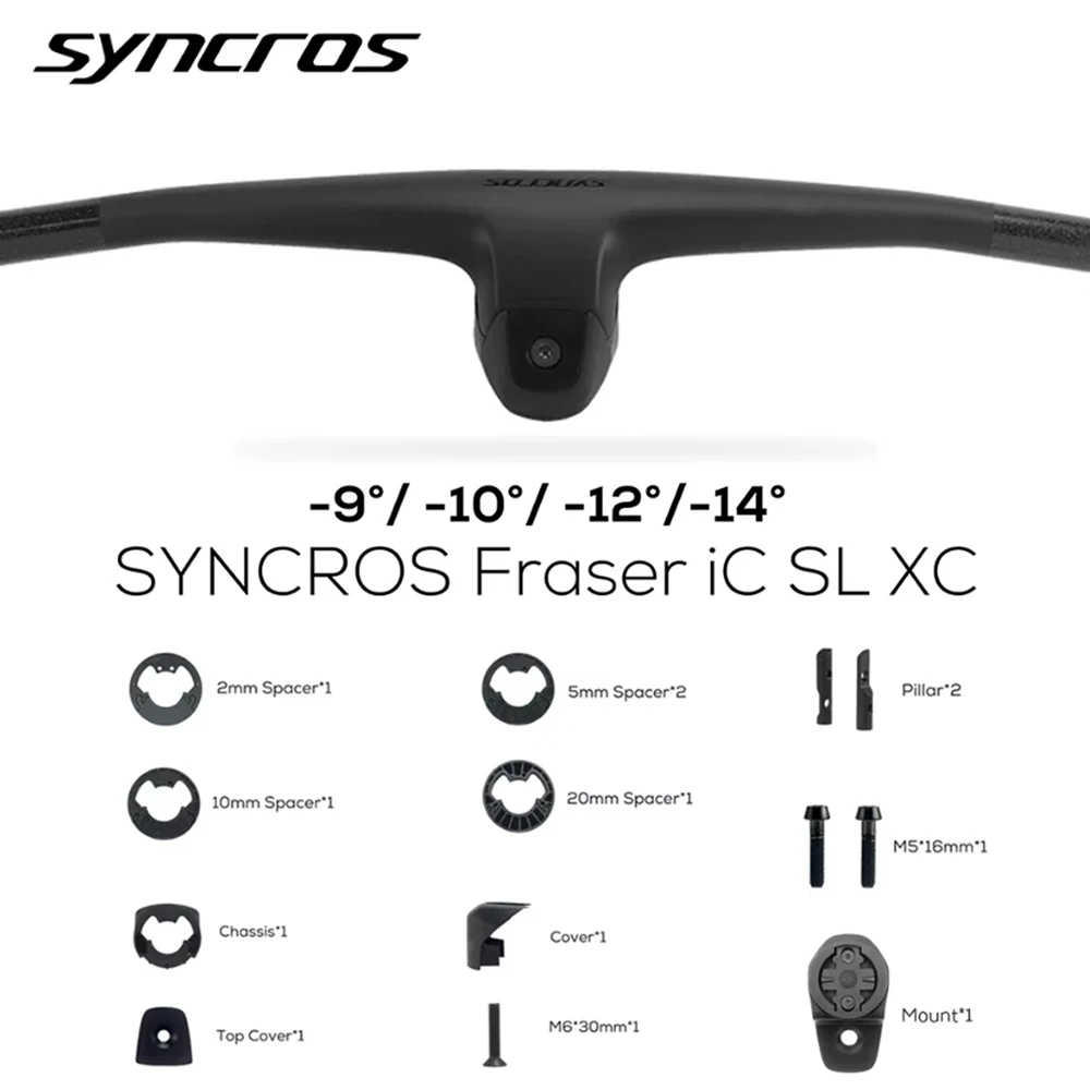 SYNCROS FRASER IC SL XC, Full Carbon Fiber, Integrated Cockpit MTB Handlebar with Mount, 9 °, 10 °, 12 °, 14 °