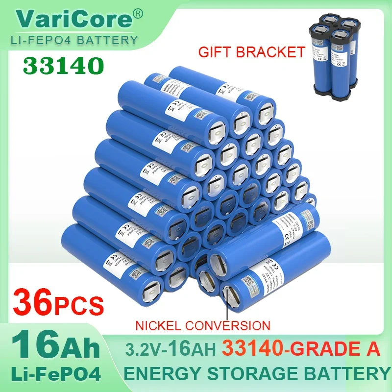 36pcs 3.2v 33140 15Ah LiFePO4 แบตเตอรี่แบตเตอรี่ลิเธียมเหล็กฟอสเฟต diy 4s 12v 24V อินเวอร์เตอร์พลังงานแสงอาทิตย์เรือ E-scooter เครื่องมือ Duty-ฟรี