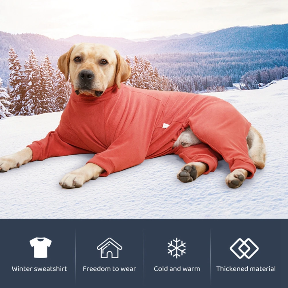 Winter Dog Pajamas Clothes Dog Jacket Coats High Elasticity High Neck Guard Design Cold Fit Comfortable Dog Sweater Warm Tight