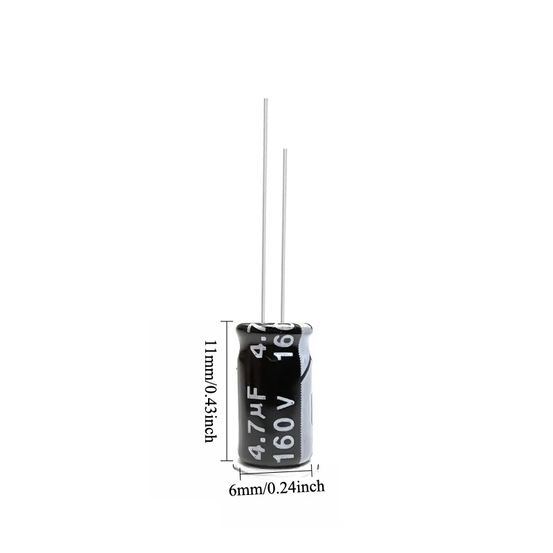 

200pcs 160V 4.7uF Electrolytic Capacitor 105C High Temp Radial Long Life 6x11mm for Power Supply Electronics