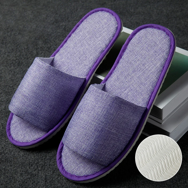 5 Colors Disposable Slippers Hotel Travel Slipper Sanitary Party Home Guest Slippers Women Solid Color Soft Hospitality Slippers