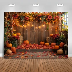 Fall Harvest Backdrop Autumn Barn Pumpkin Thanksgiving Maple Photography Background Festivals Party Baby Shower Decor Banner