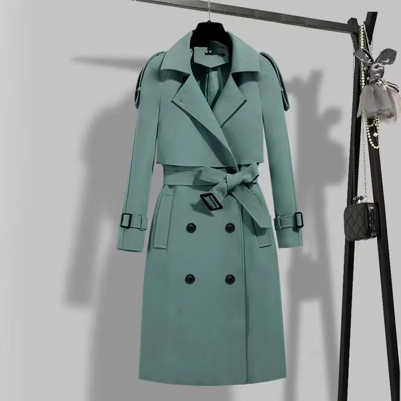 Casualowa odzież wierzchnia z długim rękawem Trencz dla kobiet 2024 Jesień Zima Moda Sznurowane Długie Nowe Płaszcze i Kurtki Eleganckie