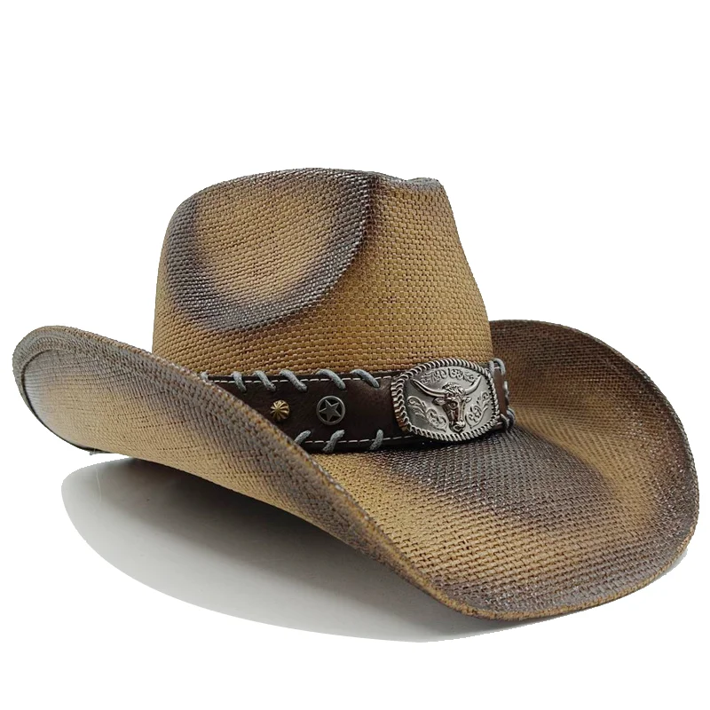 Thickened Cowboy Hat Vintage Straw Hat 2023 New Men\'s and Women\'s Jazz Large Size Cowboy Hat Straw Hat Sun Hat Summer Hat