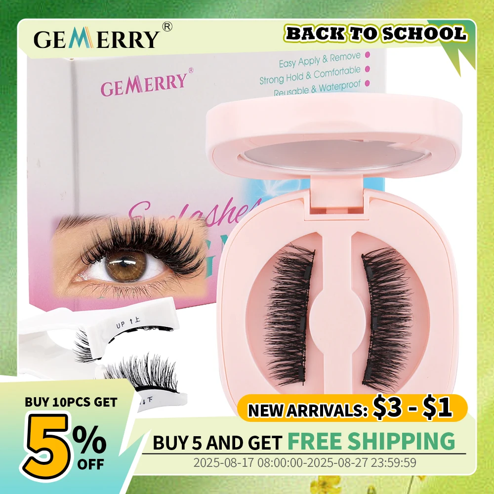 GEMERRY Magnetic Eyelashes with Applicator Natural Look Reusable Soft Strip False Lashes No Glue Makeup Kit Easy to Wear  Remove