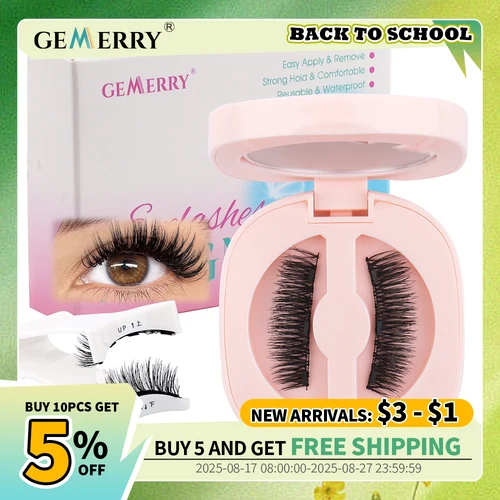 Imagen 2 del producto GEMERRY 1/2 Pares de pestañas magnéticas con aplicador Aspecto natural Reutilizable Tira suave Pestañas postizas Sin pegamento Kit de cosméticos de maquillaje Fácil de usar y quitar falso magnético largo