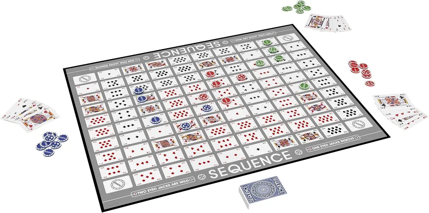 Sequence Premium Edition - Exquisite Set with Giant Plate (51.4 x 66.7 cm), Goliath Exclusive Chips and Luxury Card, Blue, Suita