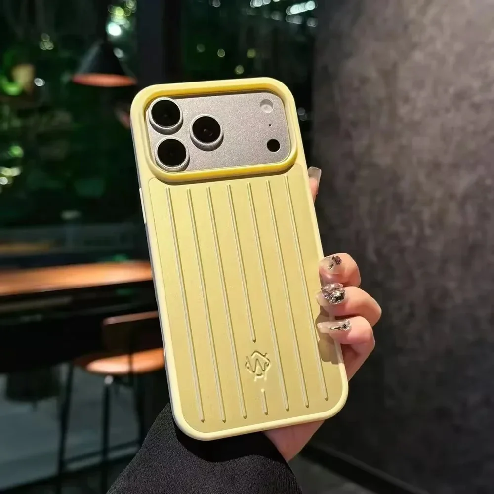 Telefoonhoesje voor iPhone 14 15 16 17 Pro Max Aluminiumlegering Beschermhoes Schokbestendig Luxe 3D Gegroefde Streep Zakelijke Coque