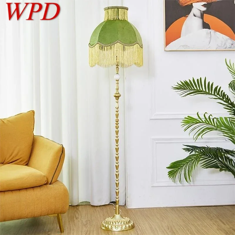 WPD French Tassel Retro Floor Lamp Luxury GreenLiving Room Sofa Bedroom Study European American Vertical Bedside Floor ures