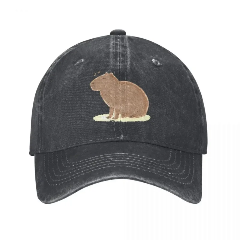 Topi bisbol denim Capybara, topi bisbol hewan meme rock hip hop, topi musim semi tahan matahari uniseks klasik bercetak