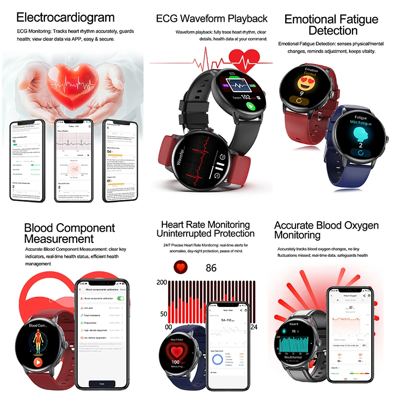 2026 جديد العلاج بالليزر ECG + PPG Smartwatch AI Q & A الياقوت الزجاج شاشة معدل ضربات القلب الدم الدهون حمض اليوريك الصحة IP68 ساعة ذكية #4