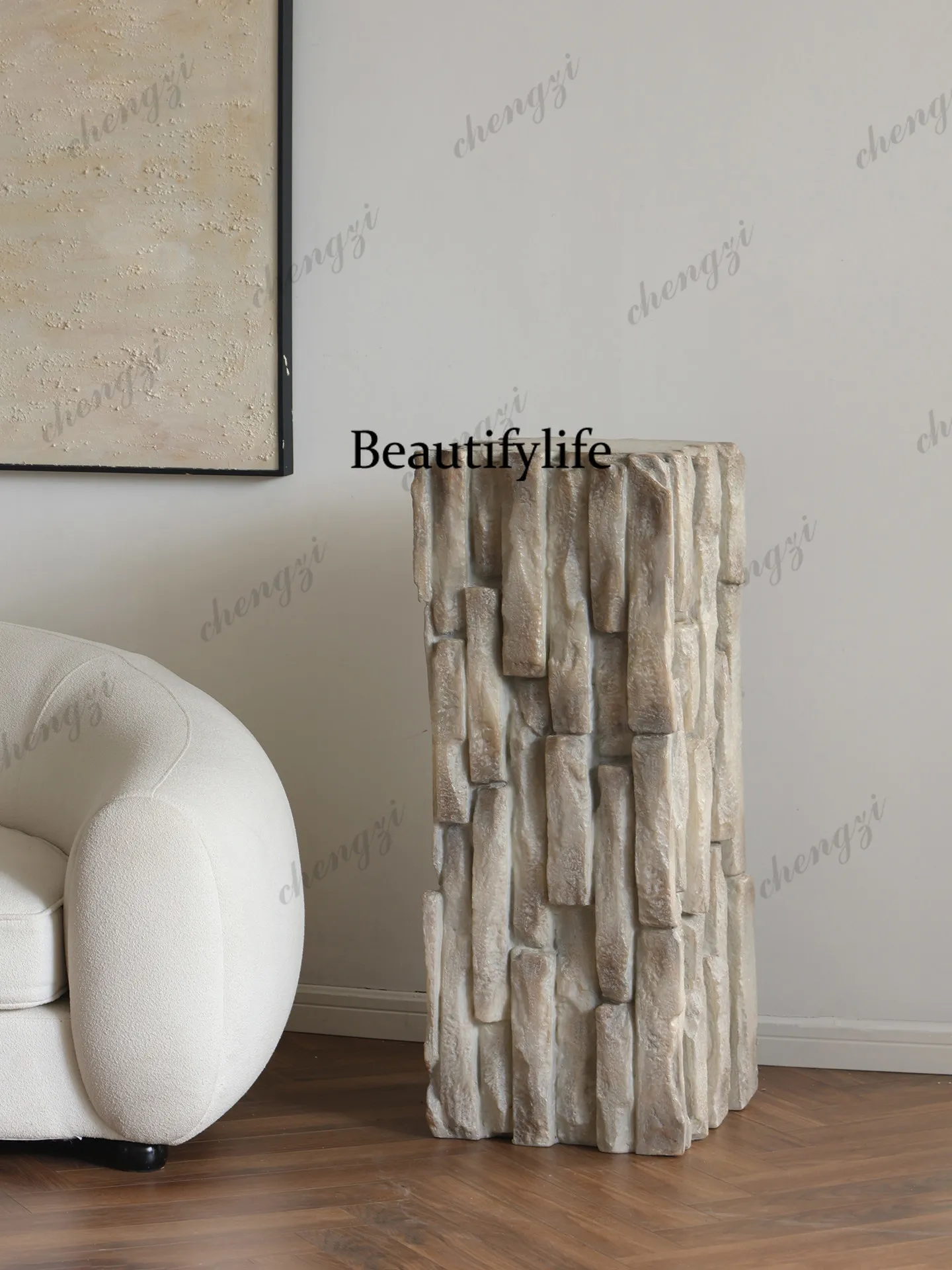 Stone Language Quiet "Imitation White Jade Base Homestay Entrance Ornament Living Room Floor Decoration