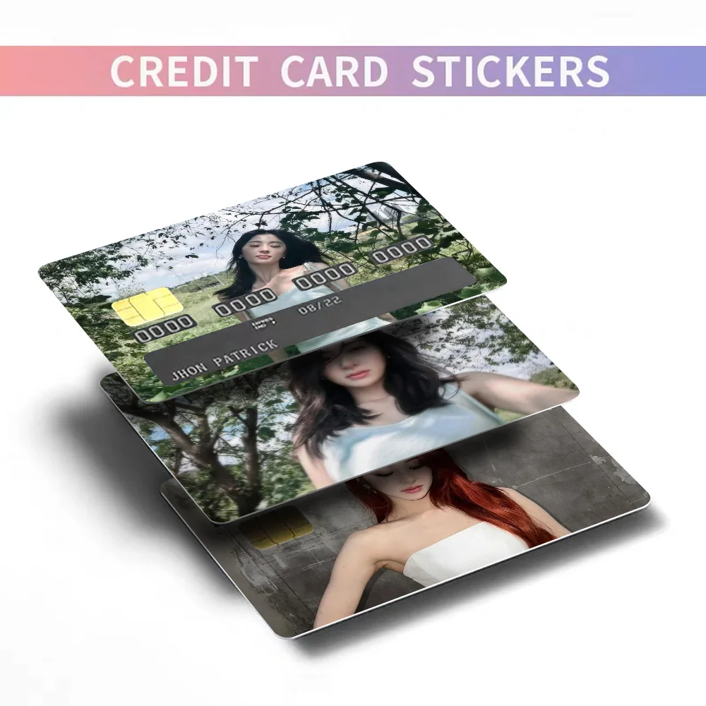 Le Yunjin Sserafim Stickers Bank Credit Card Stickers Metro-Card Skin Cover Waterproof Removable Debit Covers Sticker