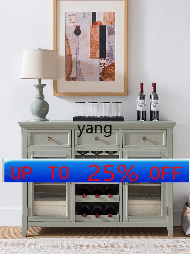 

LMM Vintage Wine Cabinet Three Buckets Two Doors Hallway Solid Wood Sideboard Cupboard