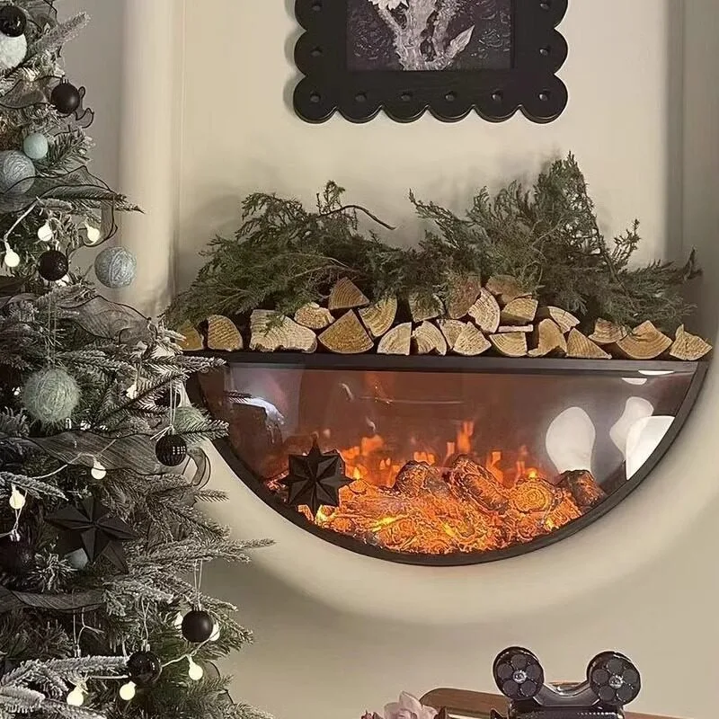 Semicircle Internet Celebrity U-shaped Embedded Electronic Simulation Furnace Fireplace Core Living Room Decoration Fireplace Ba