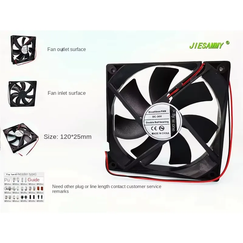 pa Brand-new JIESAMMY 12025 12CM 36V DC converter chassis motherboard power cooling fan120*120*25MM
