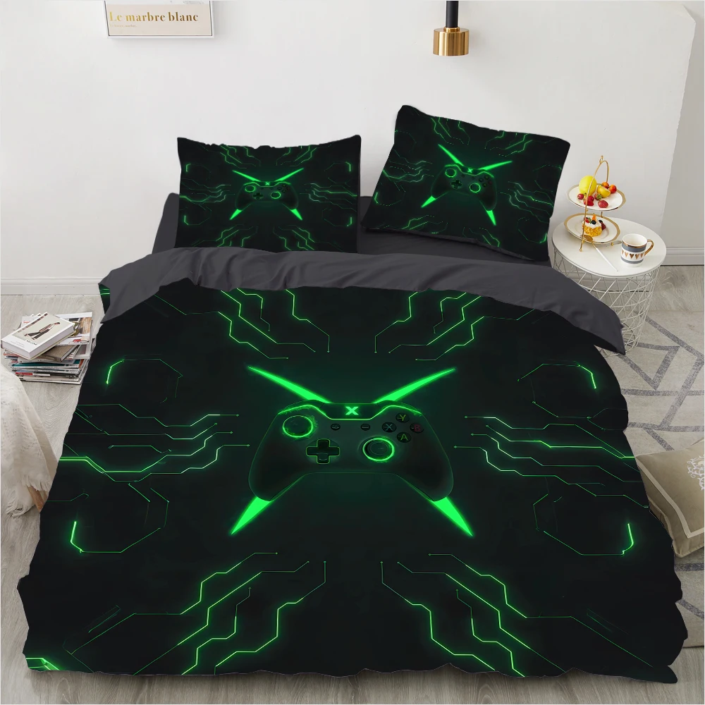 3D HD Gaming Bedding Set Duvet Cover 240x220cm Microfiber Bed Set for Kids Boys Twin/King Size Holiday Birthday Gift Idea