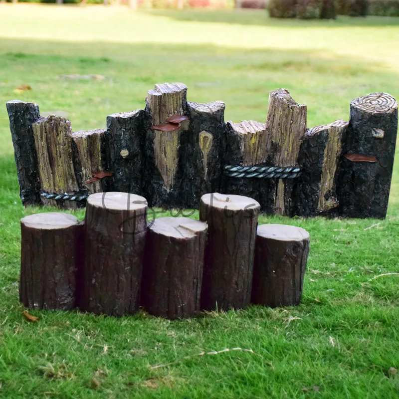 Garden Landscape Villa Garden Arrangement Courtyard Decoration Ornament Outdoor Simulation Stump Fence