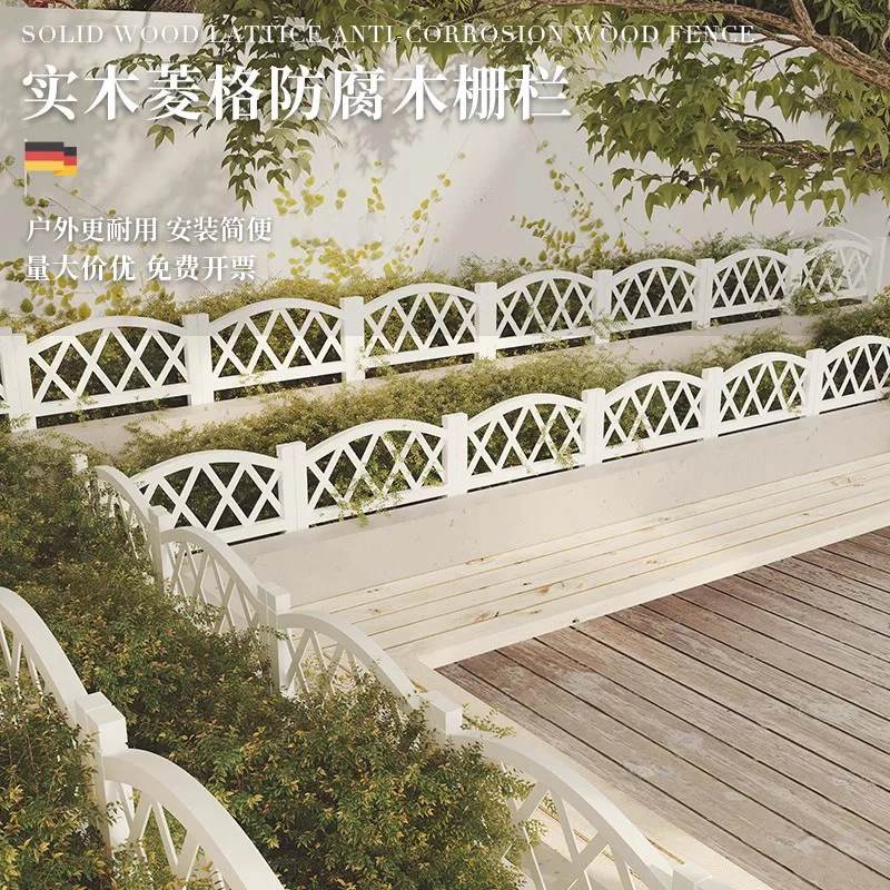 

Preservative wood Garden fence Patio small Outdoor white floor Rural vegetable garden Outdoor lawn fence