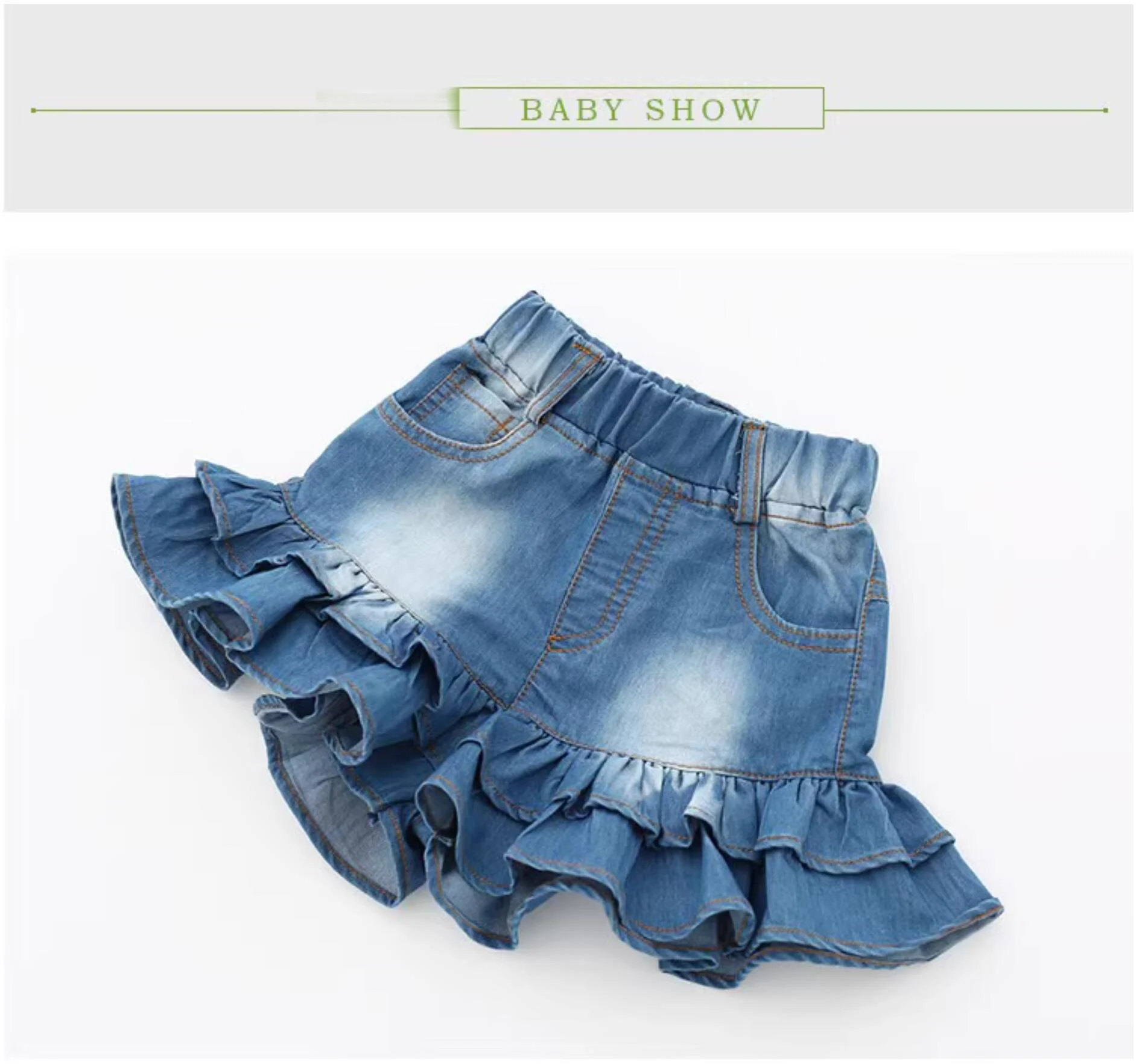 Girls Denim Shorts 2 Layers Ruffles Lace Teenage Girl Jeans Kids Workout Fashion Skirt Shorts Summer Beach Sports Short Pants