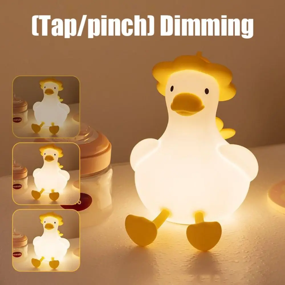 Cartoon USB Charging LED Night Light Clapping Lamp 3 Levels Brightness Duck Lamp Soft Light Silicone Bedside Lamp Children