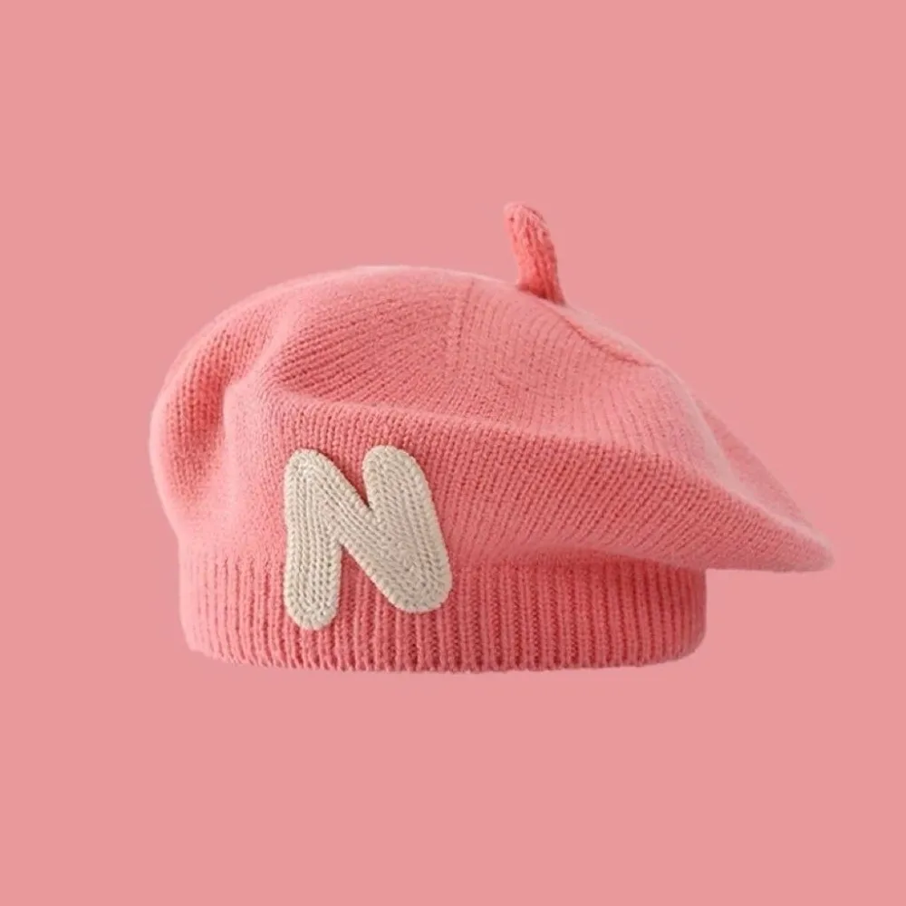 

Новая вязаная шапка-берет для малышей с вышивкой буквы N, теплая, удобная, ветрозащитная, осенне-зимняя