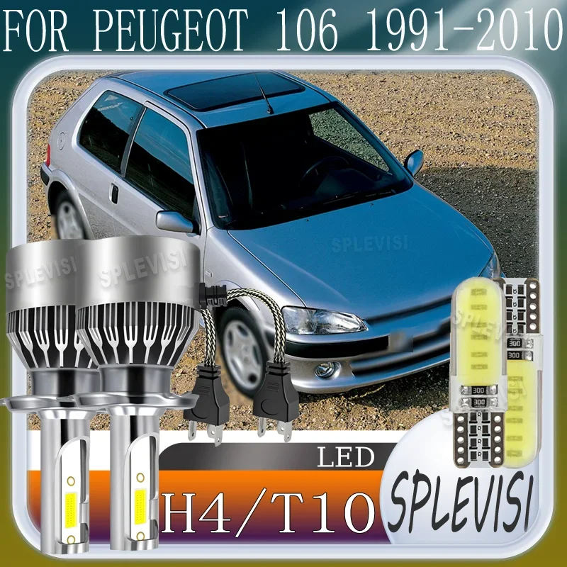 LED H4 Headlight Lamp Simple Installation & Plug and Play For PEUGEOT 106 1991 1992 1993 1994 1995 1996 1997 1998 1999 2000-2010