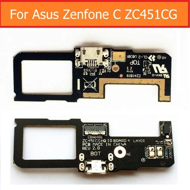 Genuine USB date PCB port Flex Cable charger For Asus zenfone C ZC451CG Jack port board Flex Cable with USB connector module