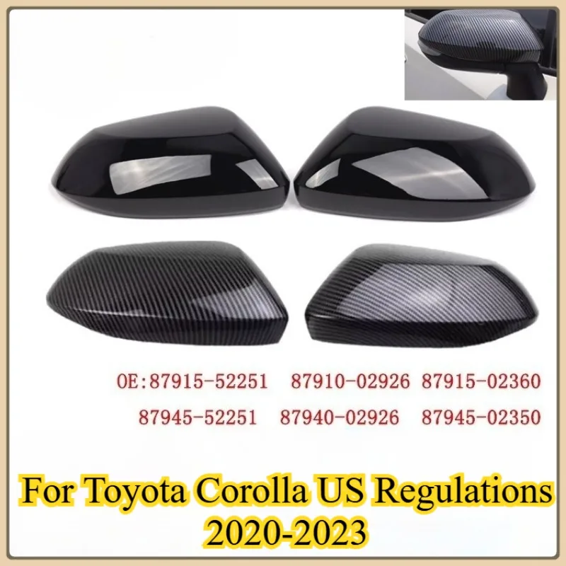 

Glossy Black/Carbon Fiber Look Car Rearview Side Mirror Cover Caps for Toyota Corolla US Regulations 2020 2021 2022 2023