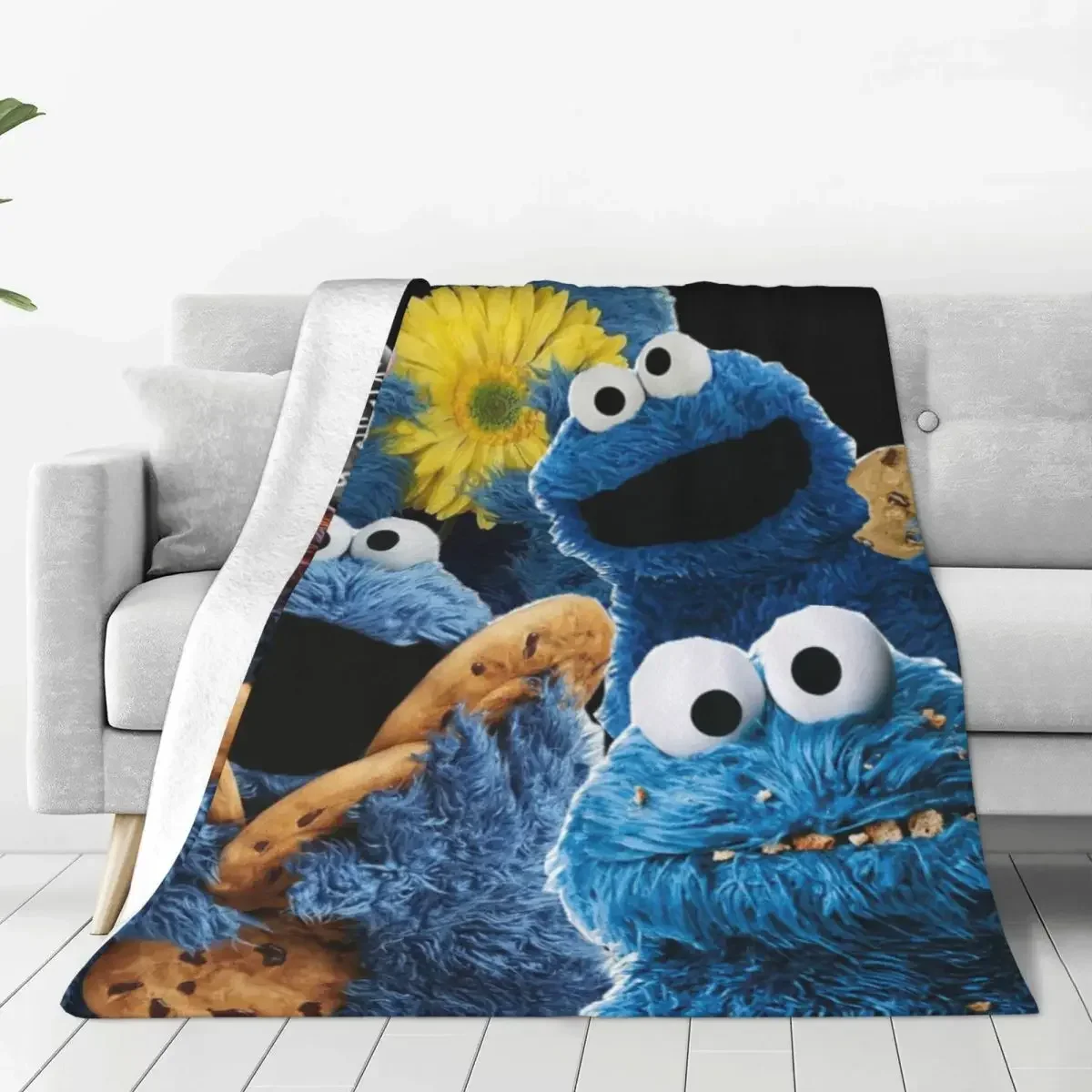 

Плед из мягкого флиса с принтом персонажа из мультсериала «Куки-монстр» для автомобиля, кровати, дивана