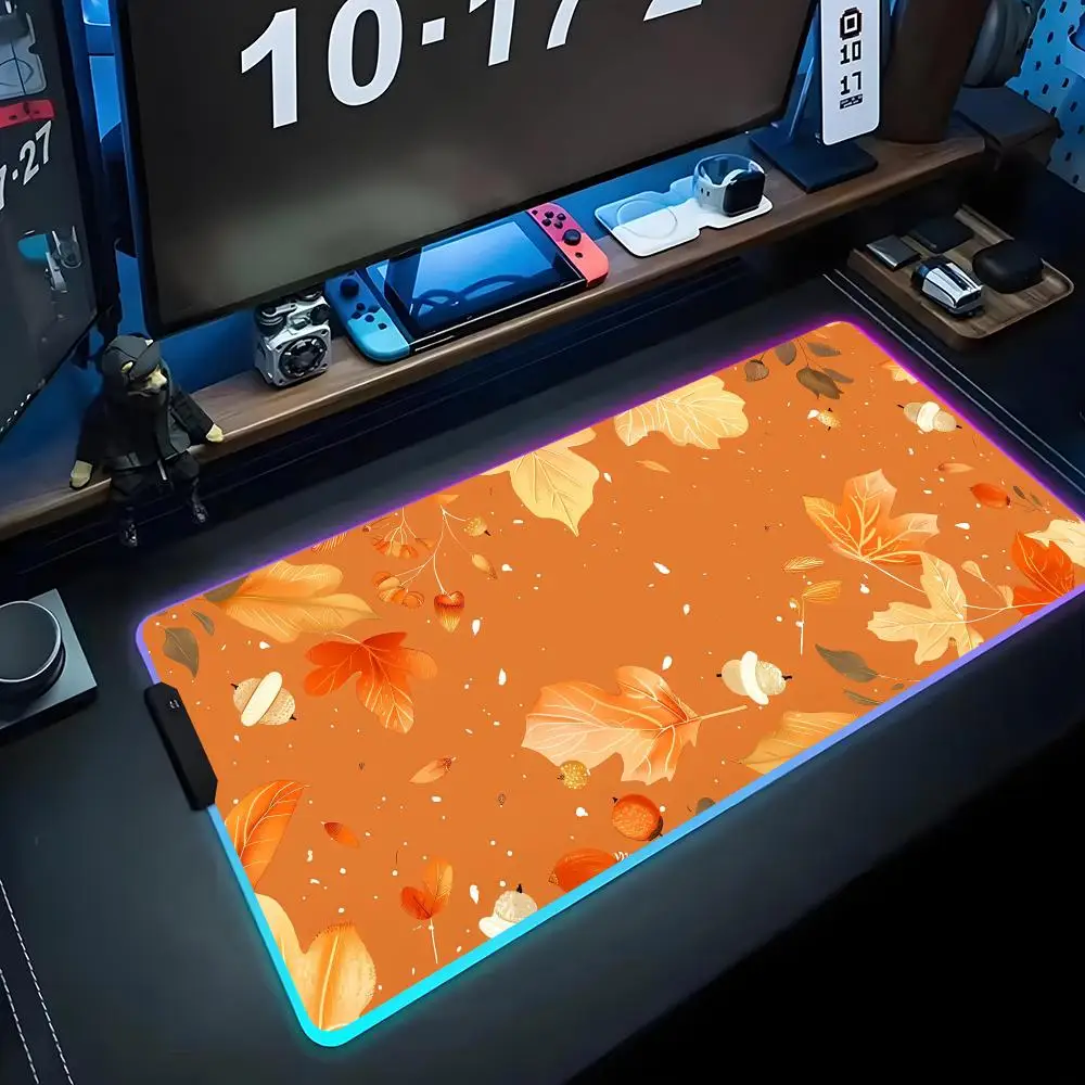 

maple wallpaper Mouse Pad RGB Gaming Mousepad Big LED Pad PC Desk Mat Luminous Mouse Pad Large Keyboard Mats Table Rug With