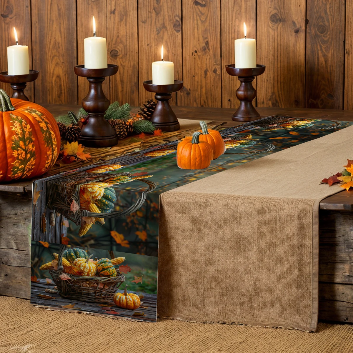 Autumn Farm Squash Table Runners Dresser Table Decor Washable Kitchen Dining Coffee Table Runner Party Decor