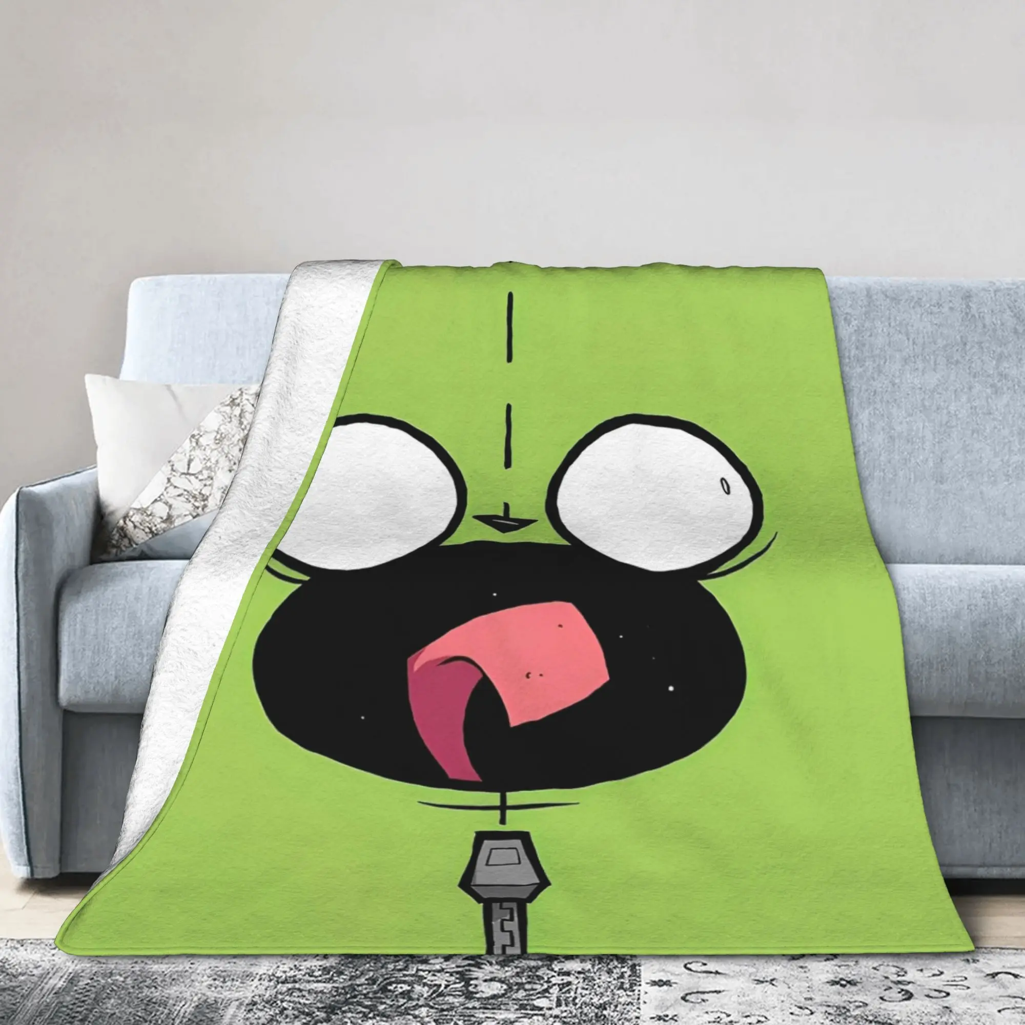Invaders Zims Gir Face Coral Fleece Plush Throw Blankets Blanket for Bed Car Ultra-Soft Plush Thin Quilt,