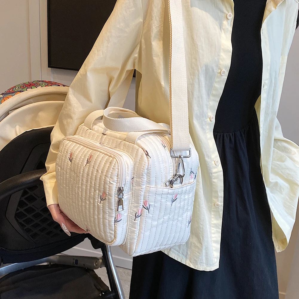 

Стеганая универсальная сумка-тоут с медведем/цветом, многофункциональная дорожная сумка для подгузников, сумка через плечо с регулируемым ремешком, сумка для беременных, сумка для багажа