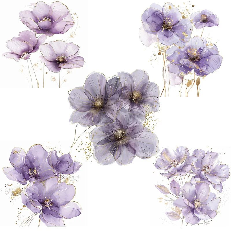 

C1142# Purple Watercolor Flowers Toilet Sticker, Durable Material, Perfect for Home Wall Decor, Aesthetic Room Decoration