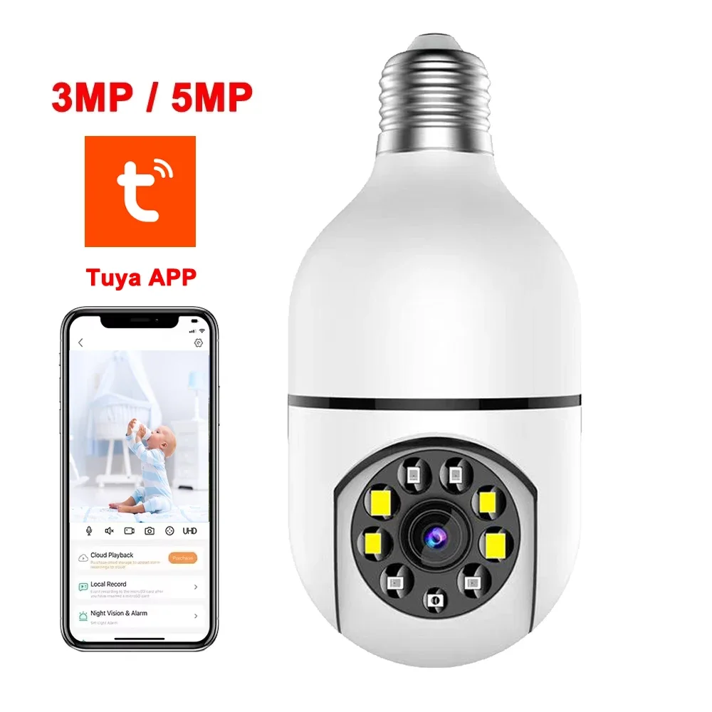 

Tuya 5G WiFi Bulb Camera 5MP 3MP Indoor Security Camera Two Way Audio Auto Tracking Colorful Night Vision Surveillance Cameras