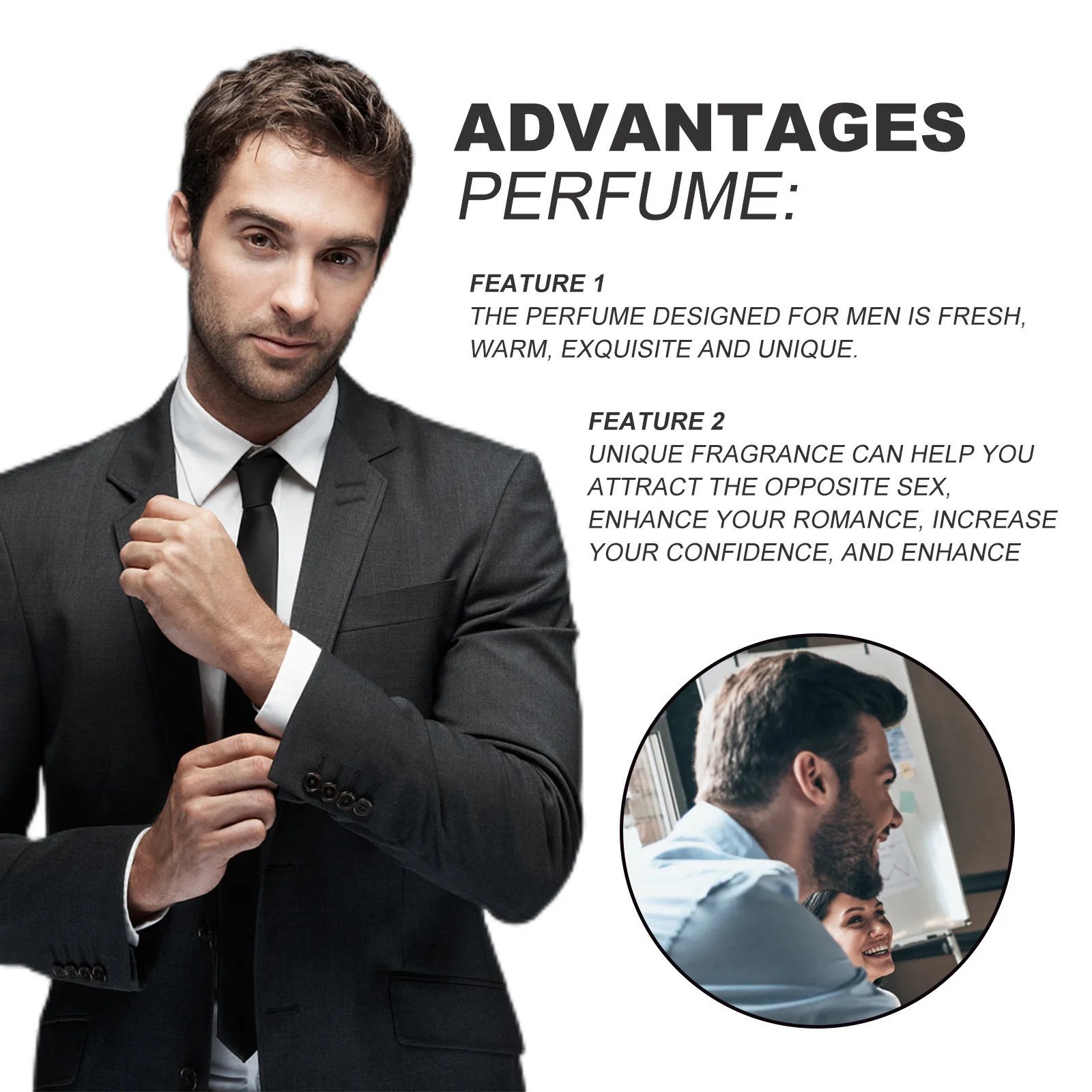 Perfume encantador duradouro, feromônio aprimorado, fragrância fresca, atmosfera de namoro, sexy, atraente, aumenta a confiança, perfume diário masculino